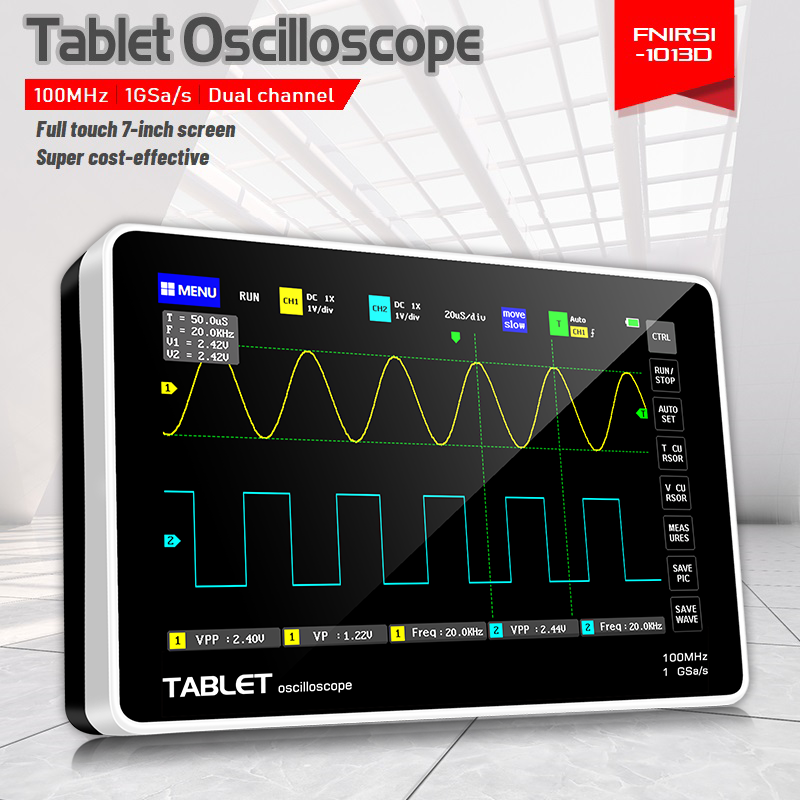 FNIRSI 1013D – двухканальный ц – обзор и цена Handheld Tablet Oscilloscope Touchscreen 100Mhz